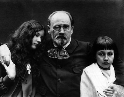 Emile Zola (1840-1902), Writer and French Journalist, in the Garden of the Verneuil-sur-Seine (Yvelines) with His Children Denise and Jacques by French Photographer