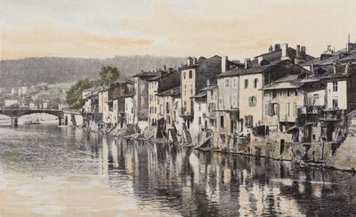 Epinal, Old Houses on Quai Rualmenil, by the Moselle by French Photographer