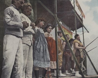 Fairground entertainers on stage by French Photographer
