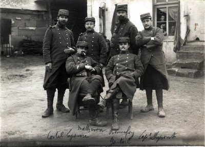 First World War (1914-1918): Telephonists and Secretaries of the General Staff of Colonel Debenedetti Farm Laroque Near Roye sur Matz (Roye-sur-Matz, Oise). March 1915 by French Photographer