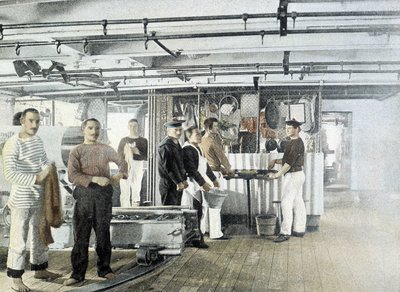 French Navy, late 19th century: The kitchen of officers by French Photographer