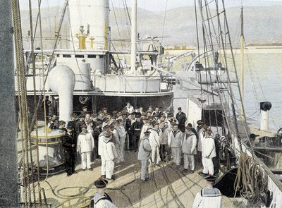 French Navy, late 19th century: The wagemestre, distribution of letters by French Photographer