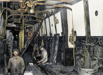 French Navy, late 19th century: Cleaning of holds and boiler rooms by French Photographer