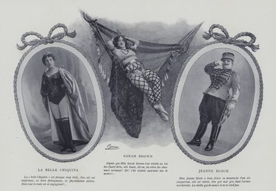 French actresses and singers La Belle Chiquita, Sarah Brown and Jeanne Bloch by French Photographer
