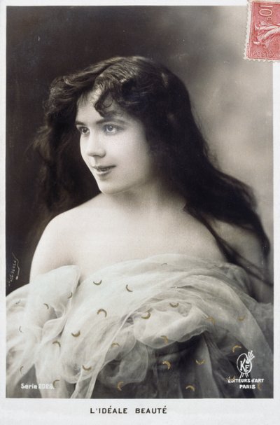 French New Year Postcard Depicting a Beautiful Woman by French Photographer