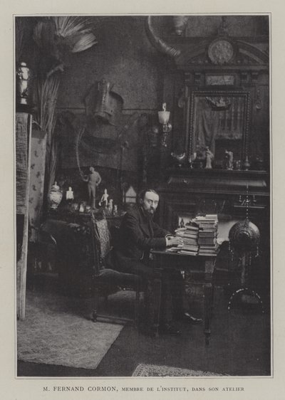 French painter Fernand Cormon in his studio by French Photographer