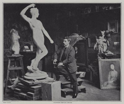 French painter and sculptor Alexandre Falguiere in his studio by French Photographer