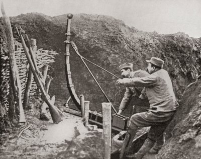 French Soldiers Using a Catapult for Flinging Bombs During World War One, from The Illustrated War News, 1915 by French Photographer