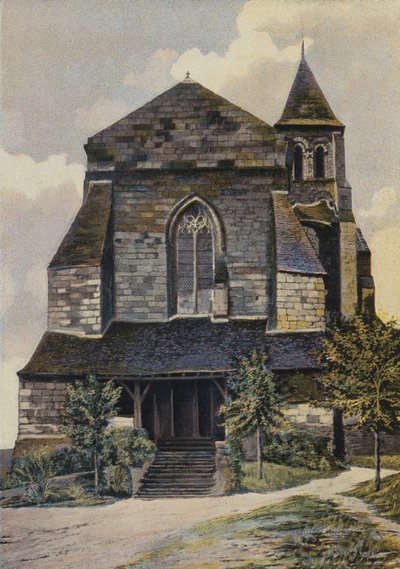 Gennes, St-Veterin Church, West View (before the restoration of the bell tower) by French Photographer