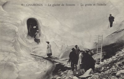 Ice grotto and ladder, Bossons Glacier, Chamonix, France by French Photographer