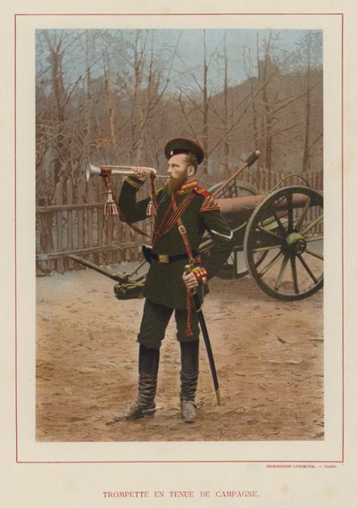 The Russian Army: Trumpeter in Campaign Uniform by French Photographer
