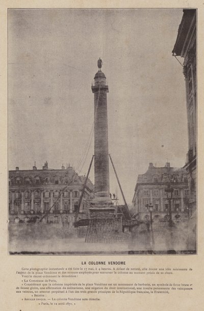 La Commune de Paris, The Vendome Column by French Photographer