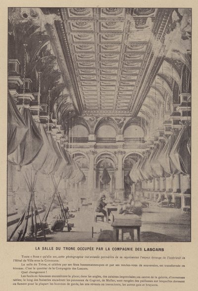 The Commune of Paris, The Throne Room Occupied by the Company of Lascars by French Photographer