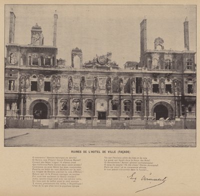 La Commune de Paris, Ruins of the Hotel de Ville, Facade by French Photographer