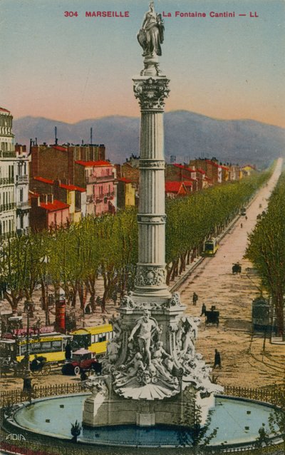 La Fontaine Cantini in Marseille. Built by Sculptor Andre Allar by French Photographer
