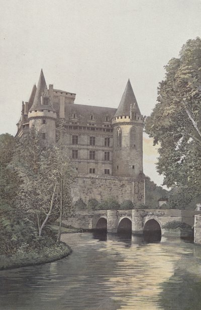 La Rochefoucauld, Castle, View from the Banks of the Tardoire by French Photographer