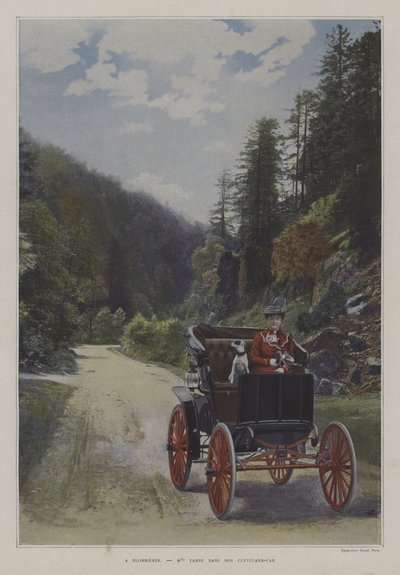 Mademoiselle Yahne in Her Cleveland Car at Plombieres-les-Bains, France by French Photographer