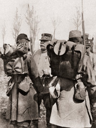 Marshal Joseph Jacques Césaire Joffre Inspecting His Troops, from The Illustrated War News, 1915 by French Photographer