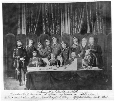 Members of the Commune at the Hotel de Ville in Paris and Field Officers Deliberating, 1871 by French Photographer