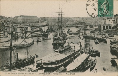 Military port at Brest, France. Postcard sent in 1913 by French Photographer