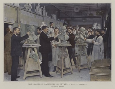 Modelling Class at the Ceramics School of the Sevres Porcelain Factory, France by French Photographer