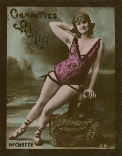 Nichette, girl in underclothes on beach by French Photographer
