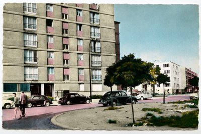 Parisian suburban city in the 1960s: the new buildings of Aubervilliers, Seine Saint-Denis, Ile de France by French Photographer