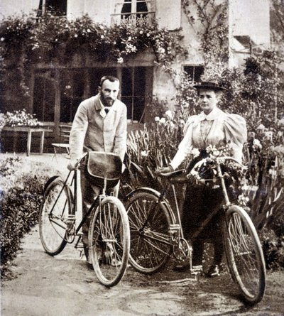 Pierre and Marie Curie in their garden 1895 by French Photographer