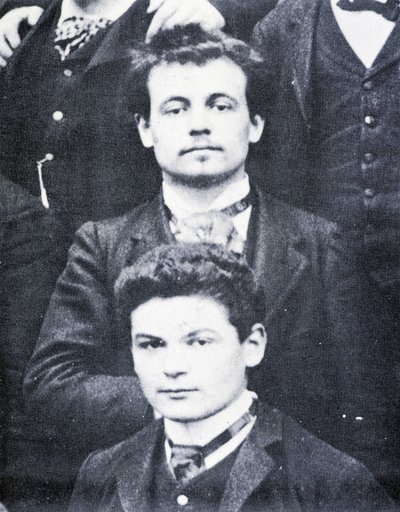 Portrait: Alfred Jarry (1873-1907) and Fargue (1876-1947) at the Lycée Henri IV, Paris - Photo by French Photographer