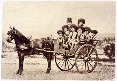 Portrait of Ferdinand de Lesseps (1805 - 1894) and His Grandchildren by French Photographer