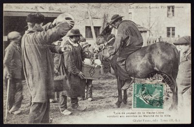 Farmer in the Haute-Loire Selling Food at the Market, c.1900 by French Photographer