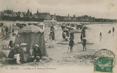 Beach and Boulevard St Georges, Royan, France, 1913 by French Photographer