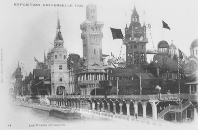Postcard Showing the Foreign Pavilions on the Rue des Nations at the Exposition Universelle of 1900 by French Photographer