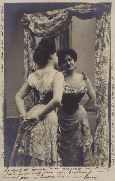 Pretty Girl Admiring Herself in the Mirror by French Photographer