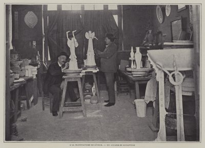 Sculpture workshop at the Sevres porcelain factory, France by French Photographer
