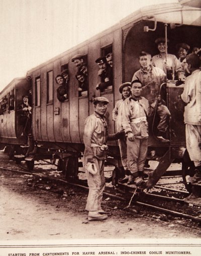 Starting from Cantonments for Havre Arsenal: Indo-Chinese coolies munitioners by French Photographer