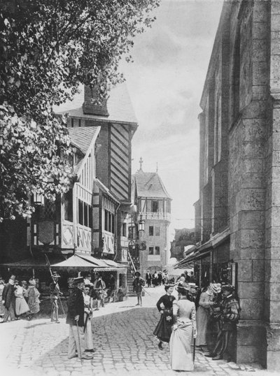 The Rue des Vieilles Ecoles and the Church of Saint Julien, in Old Paris, at the Exposition Universelle of 1900 by French Photographer
