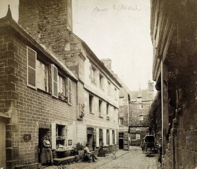 The hotel and the Poulard Inn at the entrance of Mont-Saint-Michel, late 19th century by French Photographer