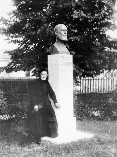 The Mother of Charles Péguy at His Monument by French Photographer
