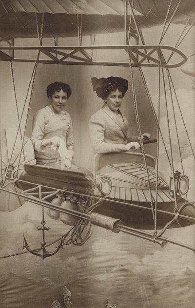 Two Women Flying an Aeroplane by French Photographer