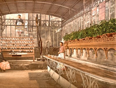 Vichy Spring Water being sold by the glass at the Celestine source by French Photographer