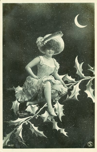 Woman Sitting on a Branch of Holly by French Photographer