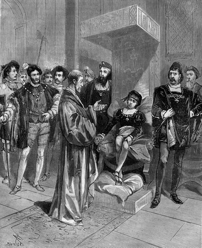 Gerolamo Cardano (Jerome Cardan), Italian doctor, mathematician and philosopher (1501-1576), presenting the horoscope of King Edward VI of England. in 