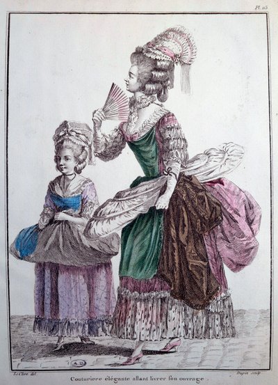 18th Century Fashion: An Elegant Designer Delivering Her Work by French School
