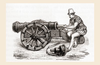 A 16th century breech loading German cannon, from Les Merveilles de la Science, published c.1870 (engraving) by French School