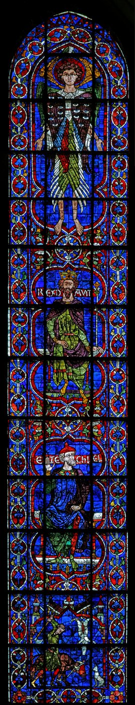 A Cherubim, David, Ezekiel and the Donor Butchers by French School