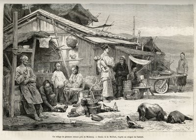 A Chinese fishing village near Monterey, California by French School