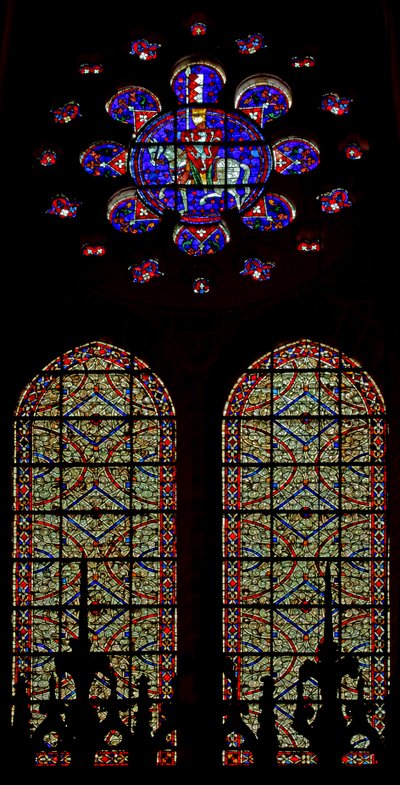 A De Montfort Knight in the Rosette Above Two Grisaille Windows by French School