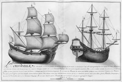 A Dutch Store Ship and a Pinasse, Bordeaux, illustration from 