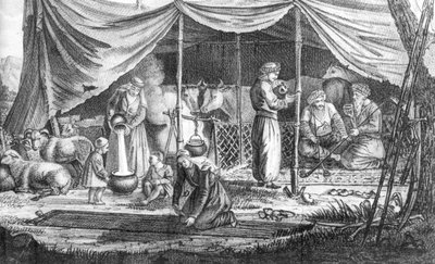 A Family of Kurdish Nomads, from Voyage en Perse by French School